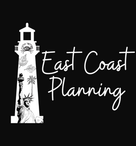 East Coast Planning Widget white text and lighthouse on black background