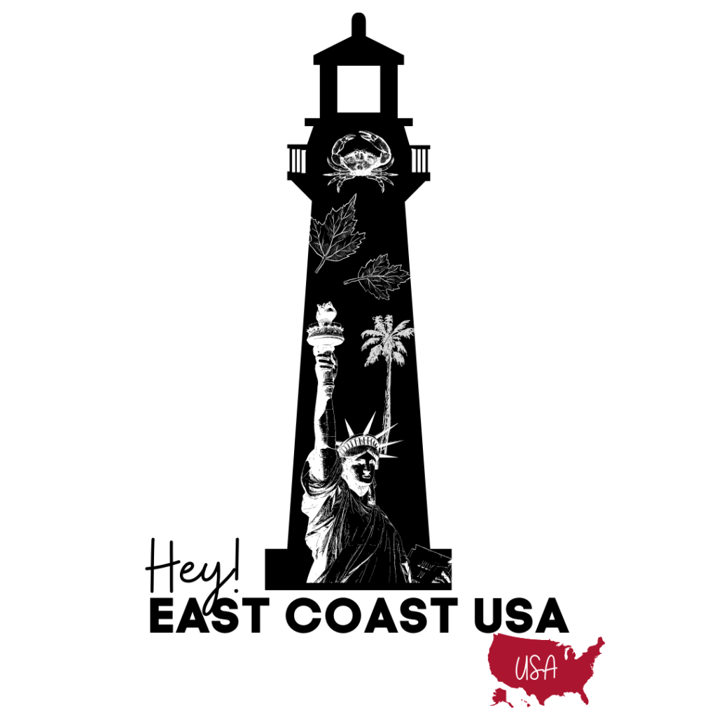 Hey East Coast USA Logo with red USA map