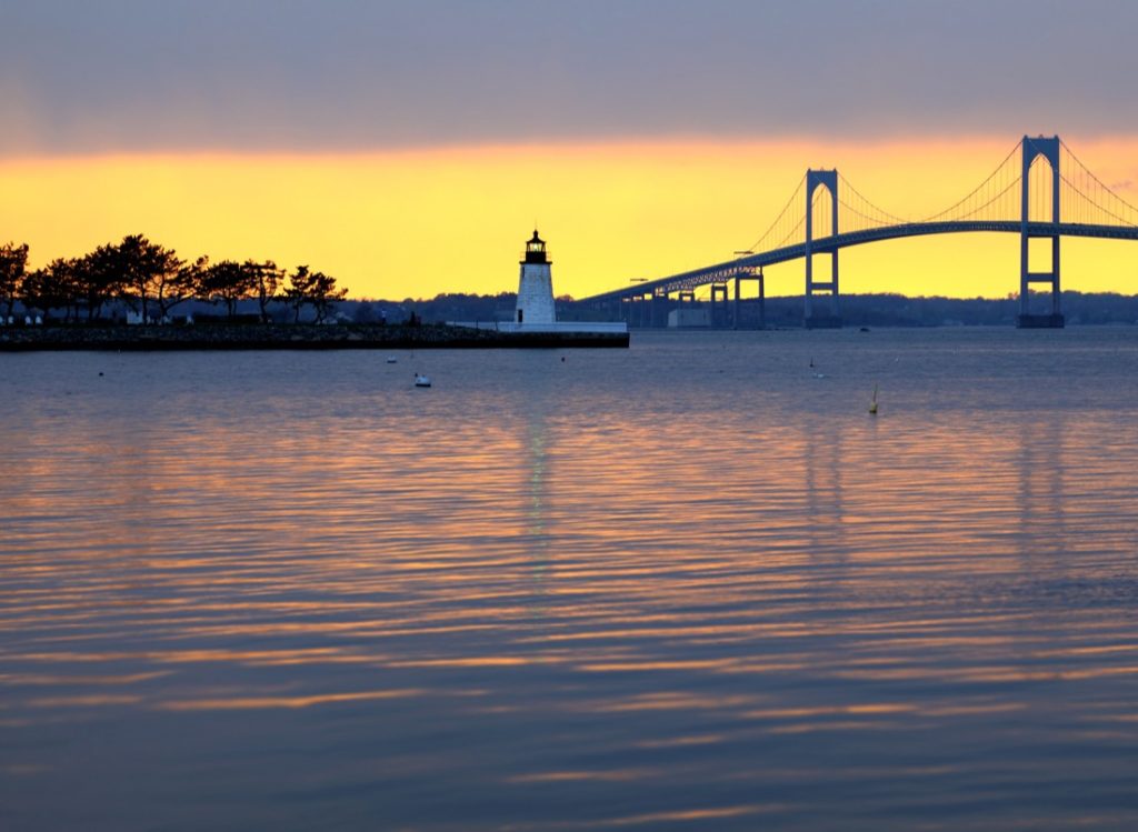 Photo of bridge and the sunset skies in Newport Rhode Island