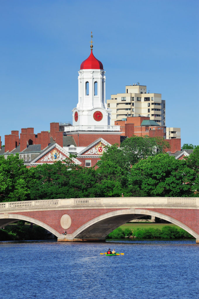 Harvard University building over John W. Weeks Bridge Bosto