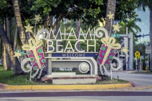 Miami Beach welcome sign, Florida