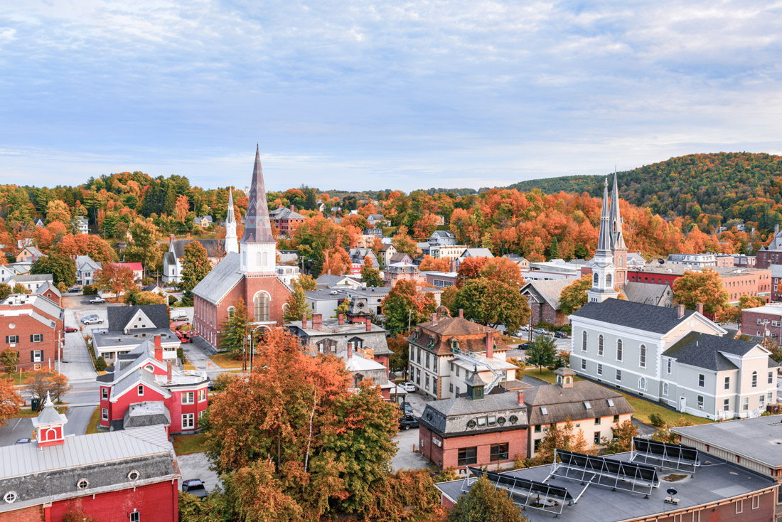 Montpelier skyline Fall Vermont.