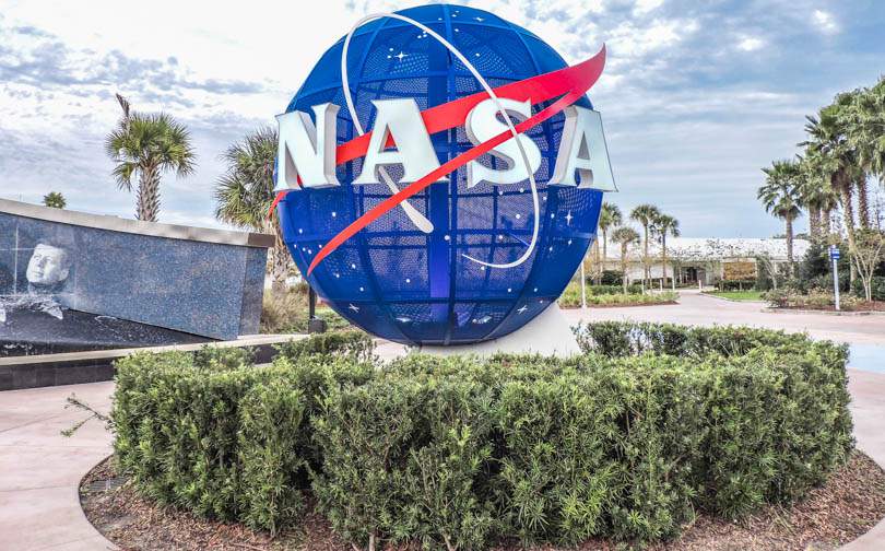 NASA Kennedy Space Center globe sign in Orlando, Florida