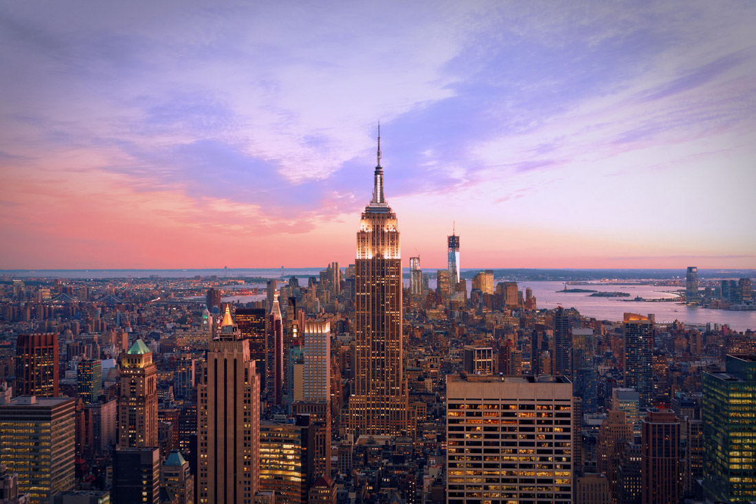 New York city at twilight.