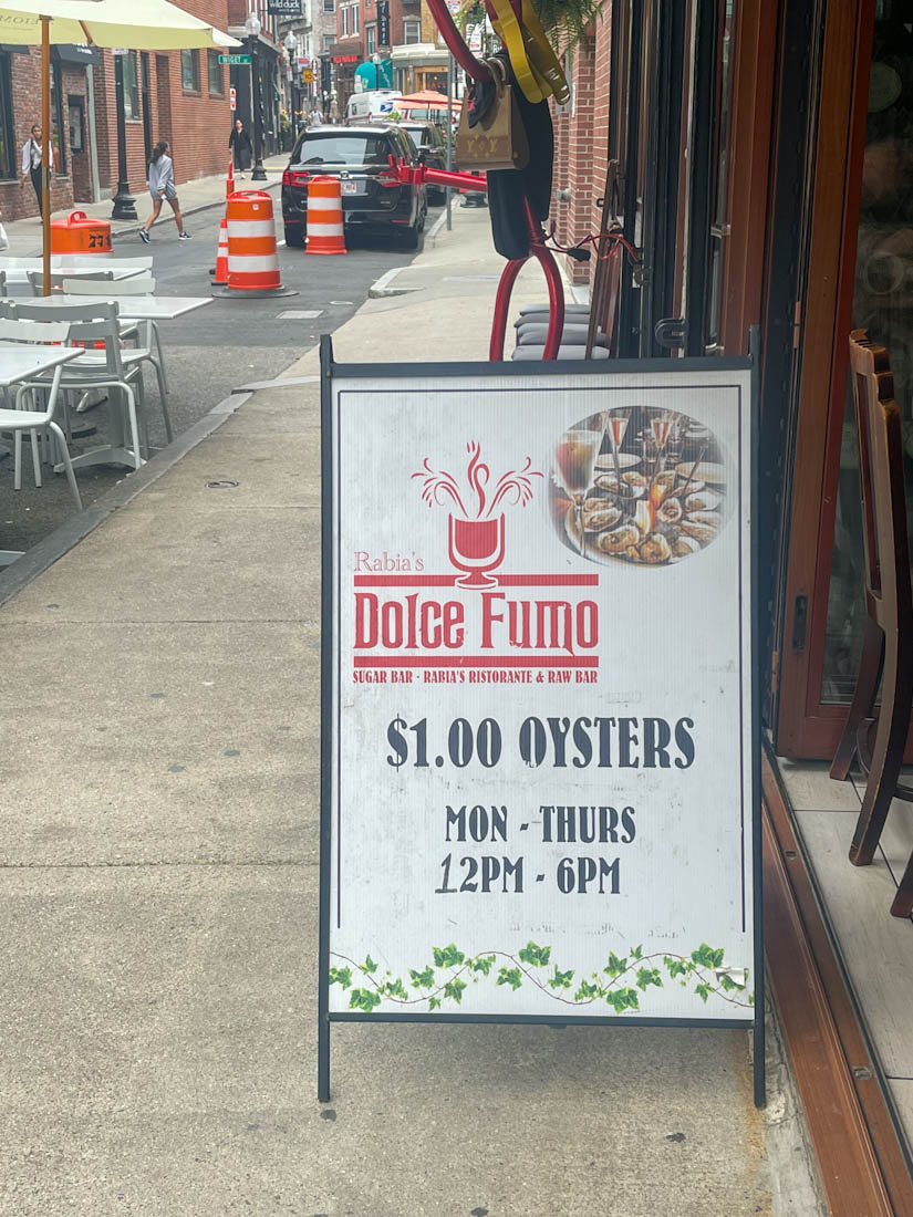Oysters sign Little Italy North End Boston Massachusetts