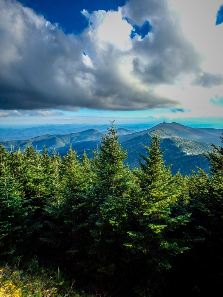 Scenic views at sunset on top of Mount Mitchell. North Carolina.
