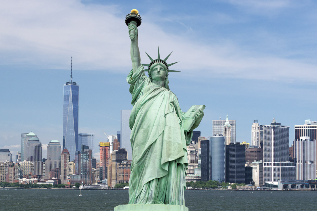 Statue of Liberty. New York Skyline