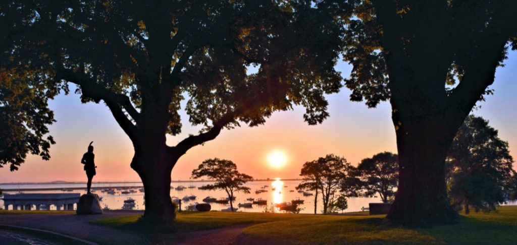Sunrise over Plymouth Harbor Massachusetts