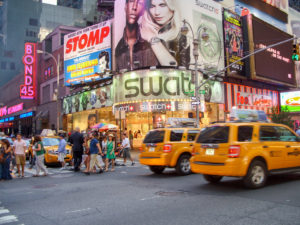 Billboards and taxis in Times Square