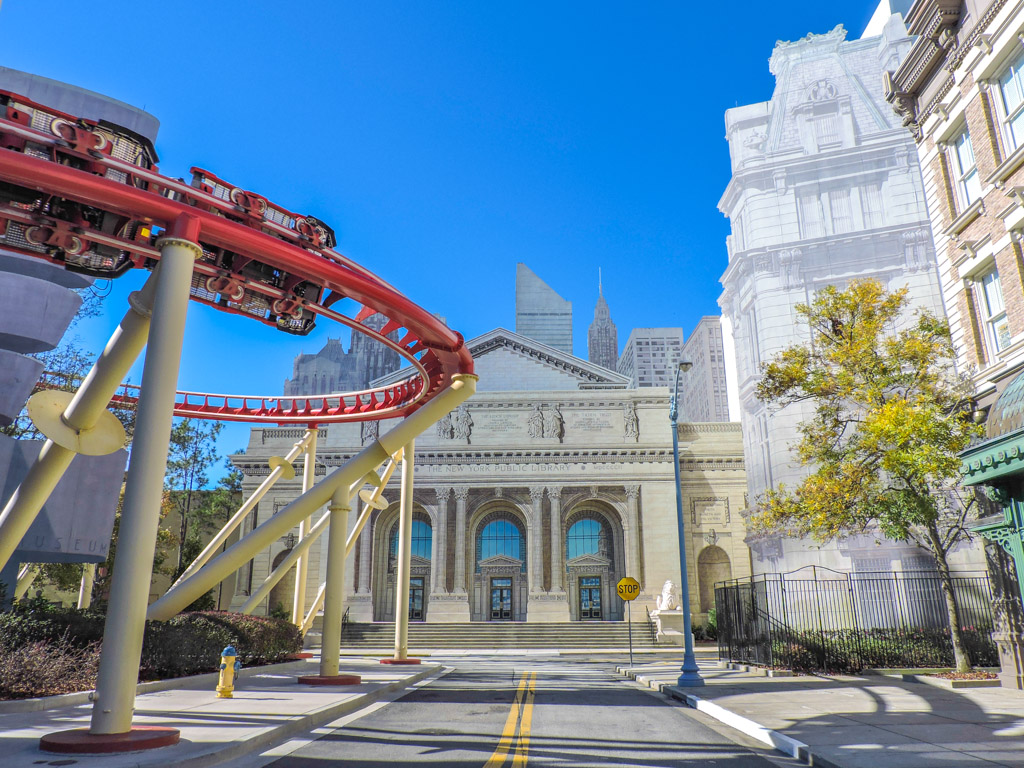 Red rollercoaster at Universal Studios