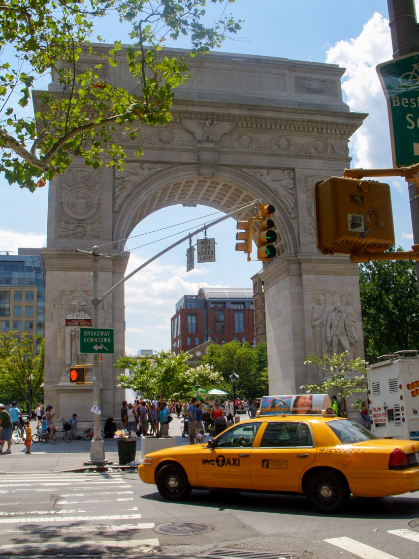 Yellow Taxi at Washington Square Greenwich Village New York