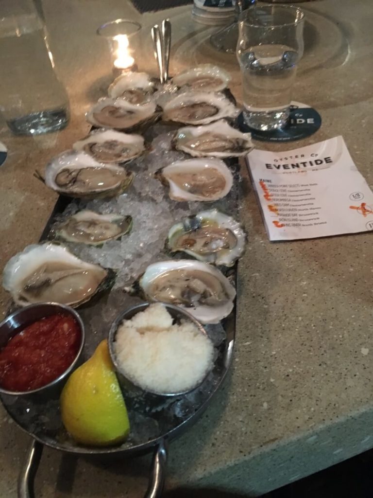 Oyster platter in Portland Maine