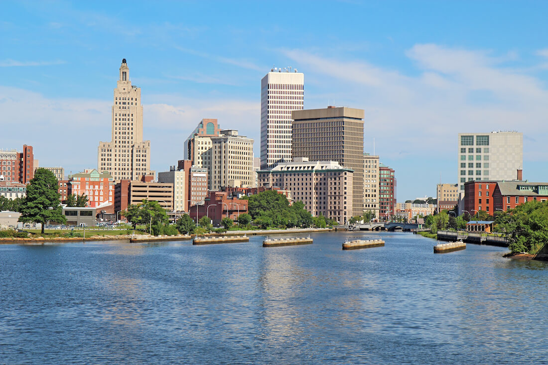 Providence Rhode Island skyline across the water