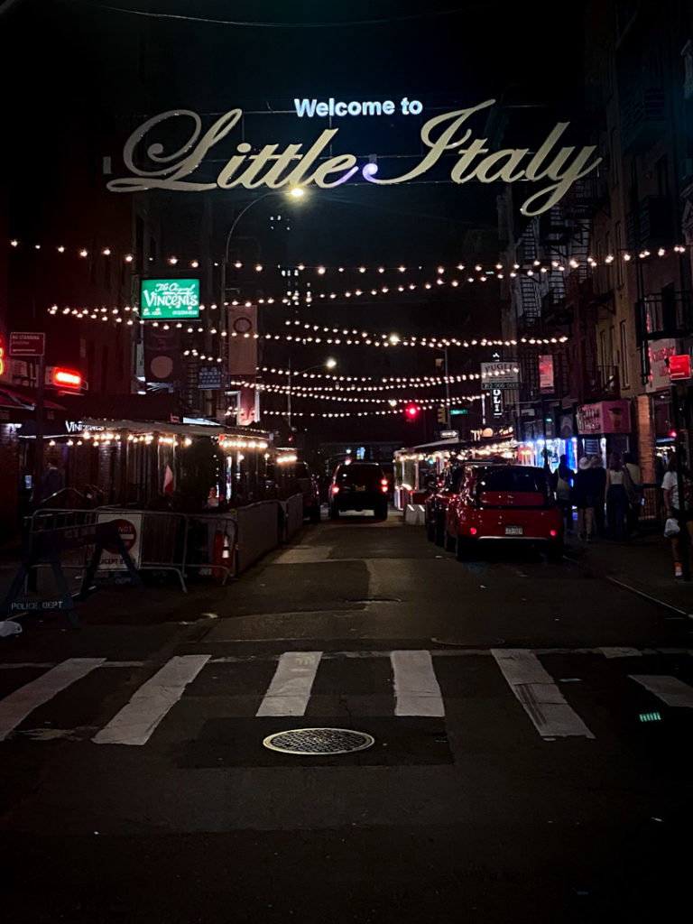 Welcome to Little Italy at night. NYC New York