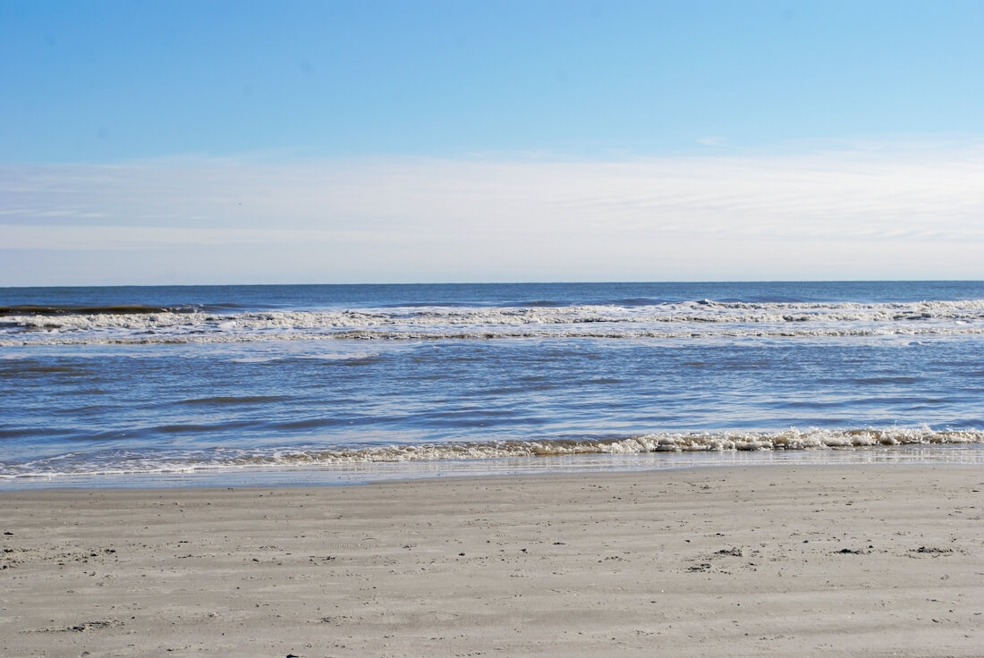 Waves crashing into the sand at Coligny Beach Hilton Head Island South Carolina