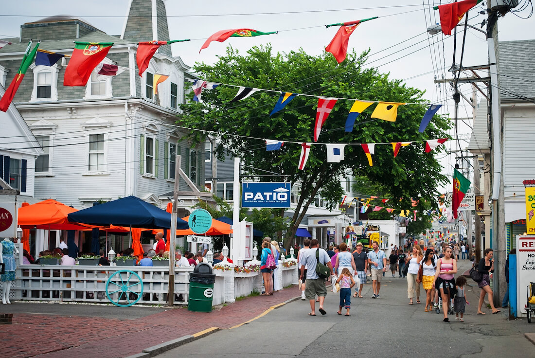Busy Commercial Street in Provincetown MA during the summer