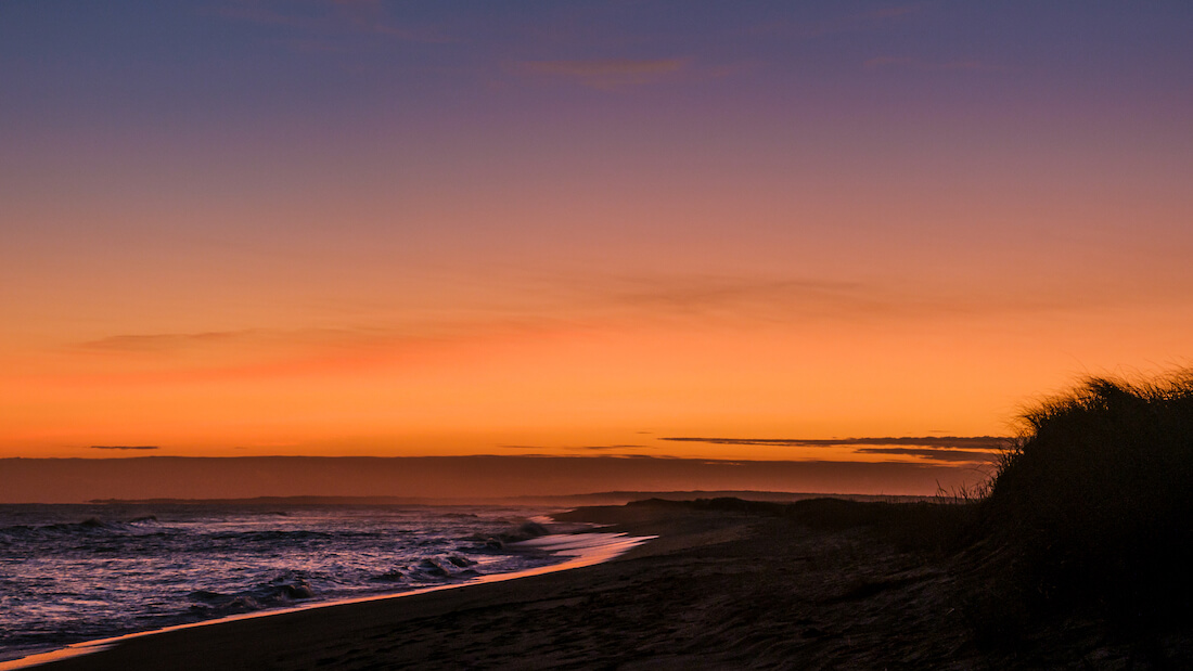 Vibrant sunset colors at South Beach on Martha's Vineyard (also known as Katama Beach)