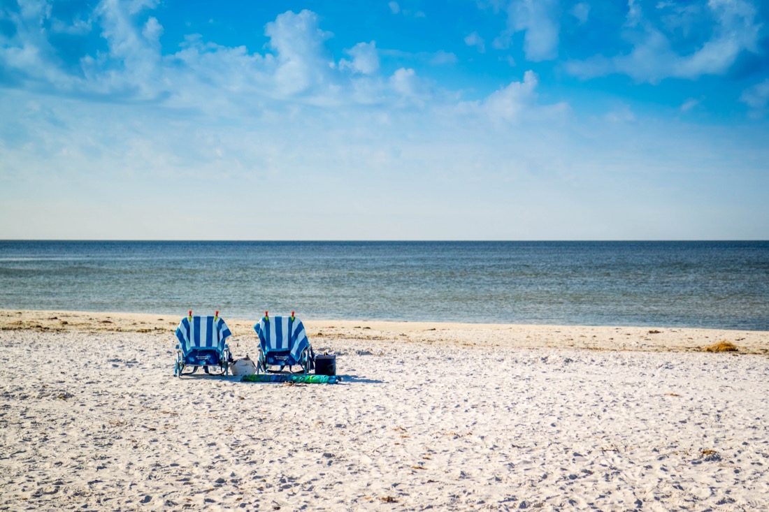 Chairs on the sand of Fort Myers Beach Florida