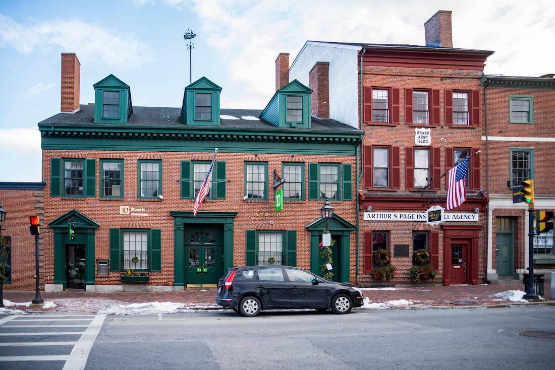 Brick buildings in downtown Newburyport MA