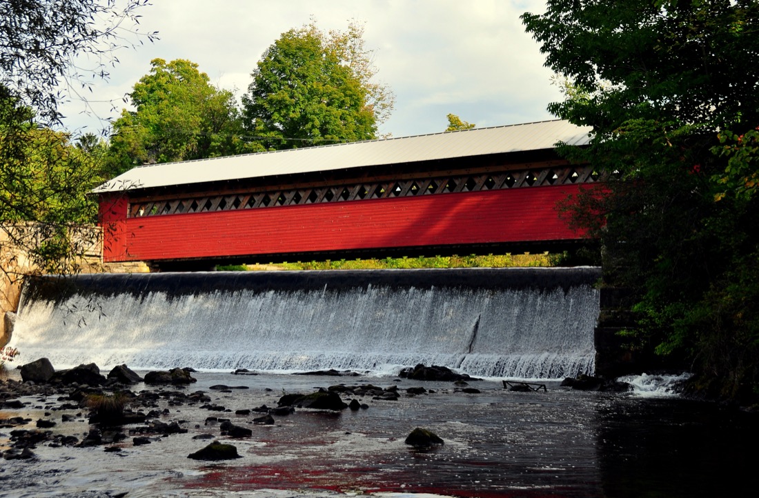 Red Paper Mill Covered Bridge Bennington and Walloomsac River 