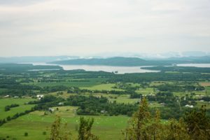 View of Lake Champlain and farmland from Mt. Philo State Park, Vermont