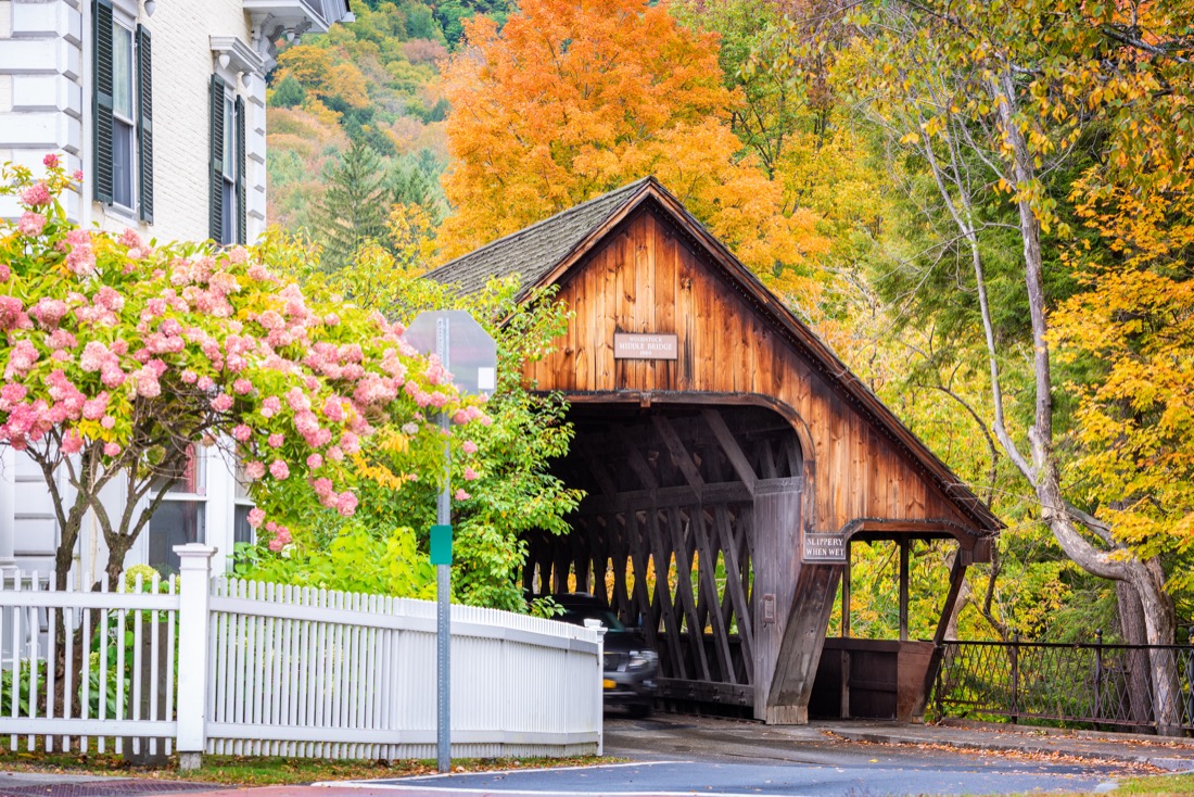 Woodstock Middle Covered Bridge. Vermont. Depositphotos 366143356 L 