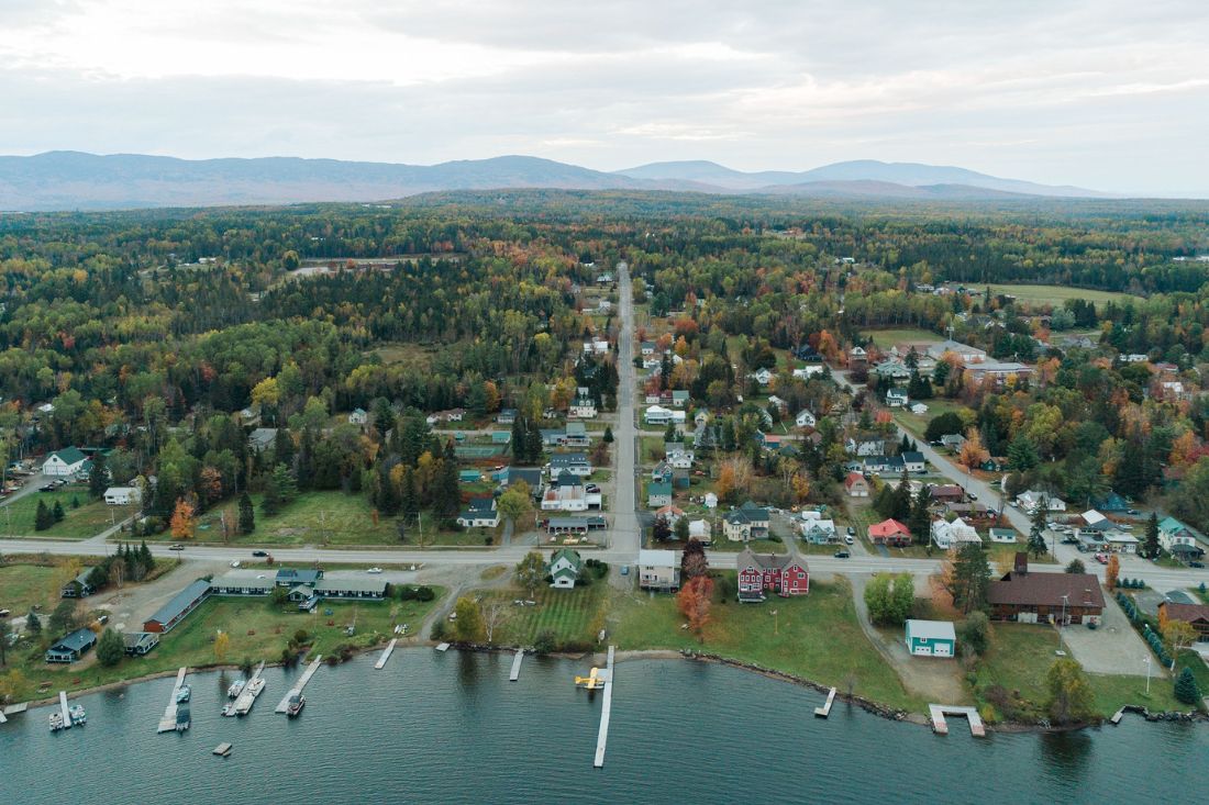 Aerial view of Rangeley in Maine
