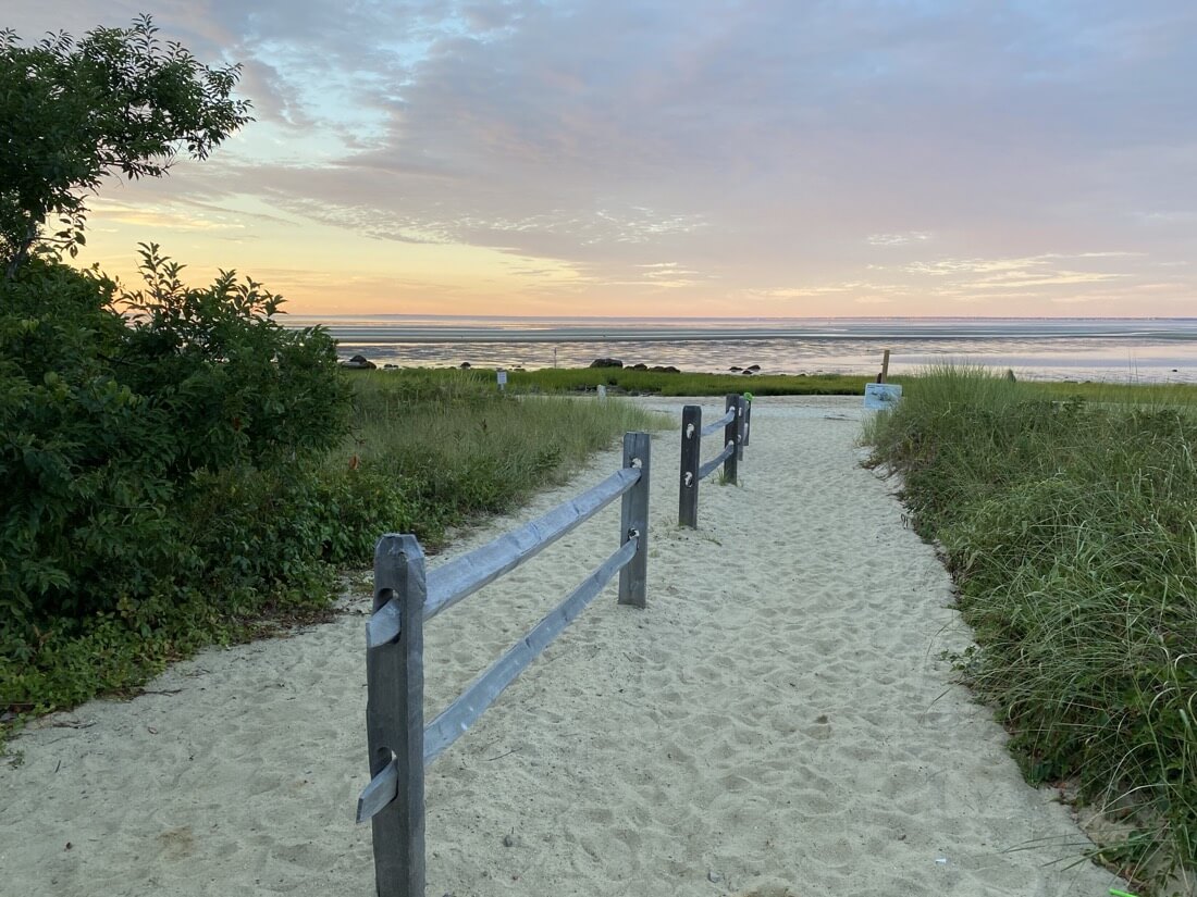 Entry to Point of Rocks Landing Beach in Brewster Massachusetts on Cape Cod