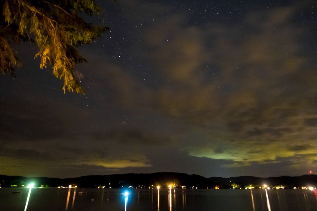 Lights on Lake Bomoseen at night
