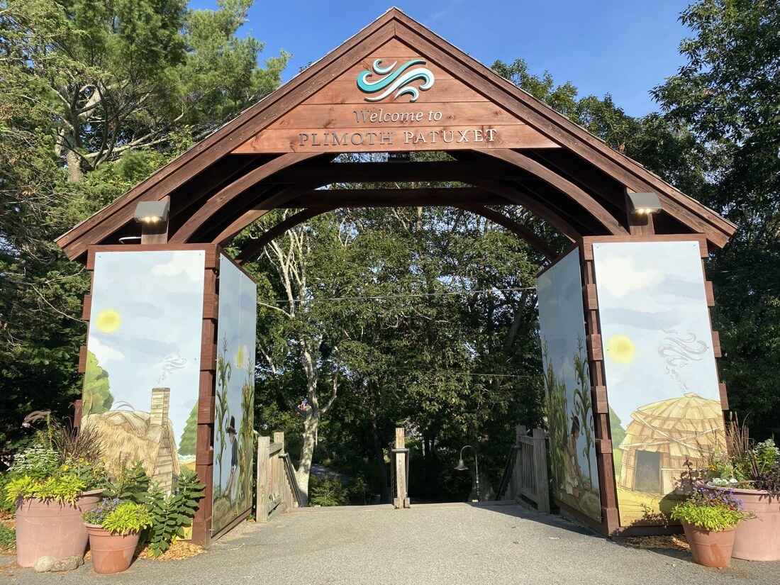 Entrance to Plimoth Patuxet Museums in Plymouth Massachusetts