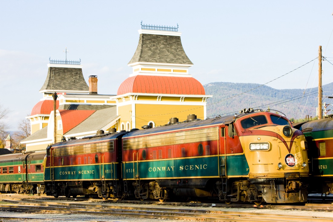 North Conway Scenic Railway. New Hampshire stopped at station