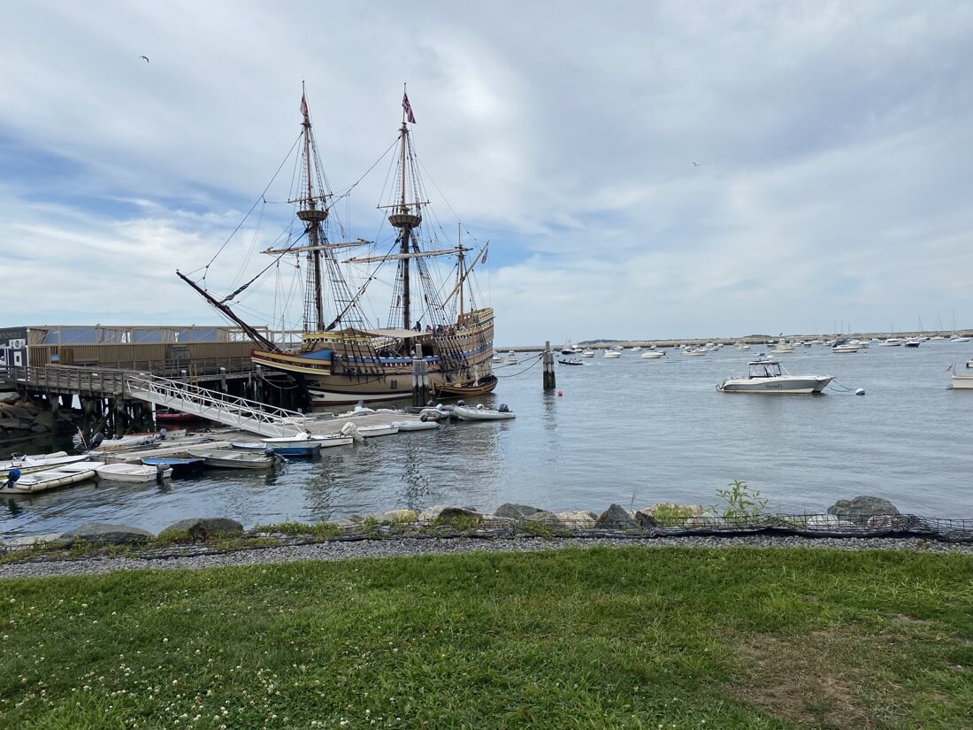The Mayflower II in the harbor in Plymouth Massachusetts