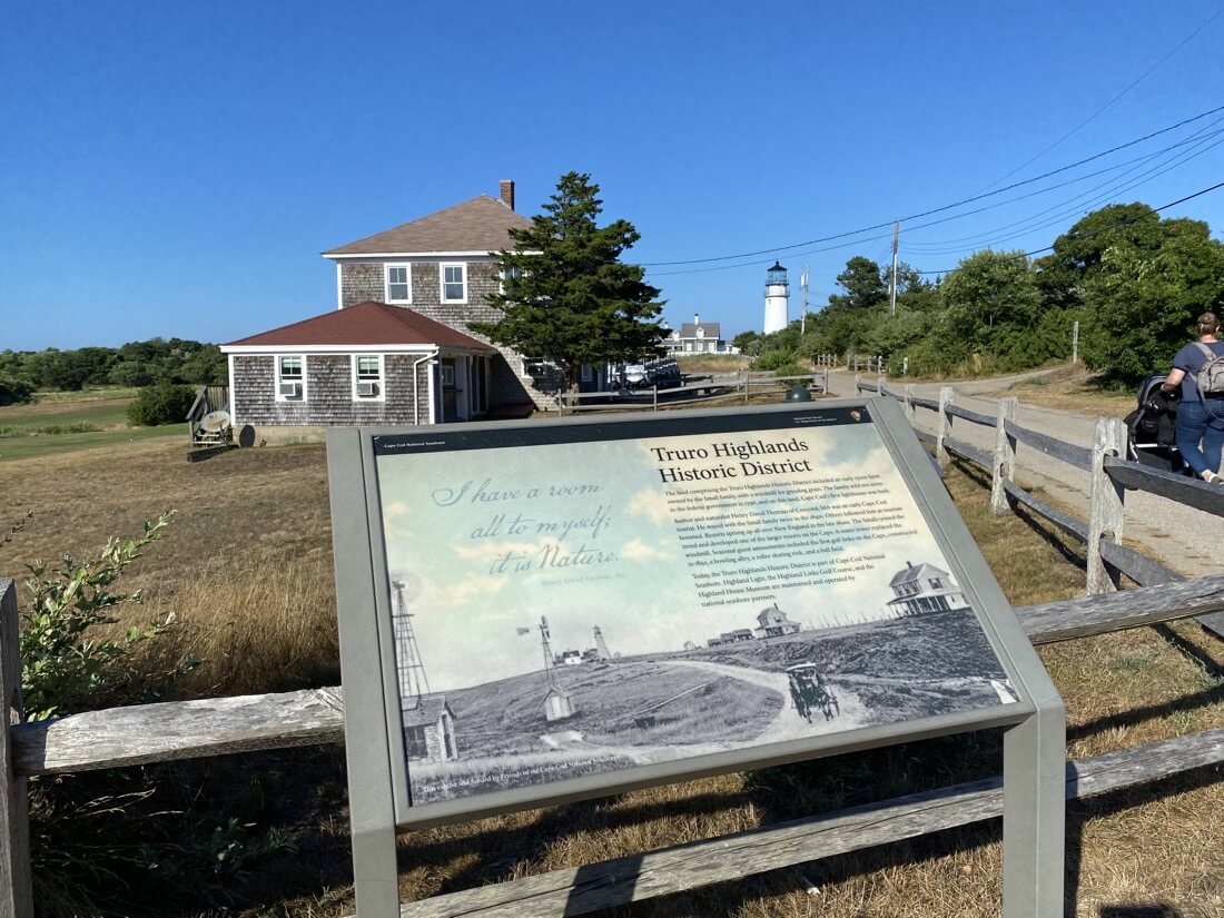 Truro Highlands Historic District sign at Highland Lighthouse on Cape Cod Massachusetts