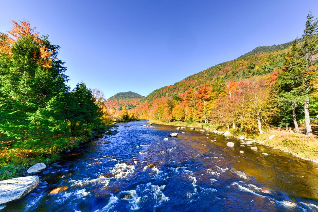 Fall foliage along the Ausable River and High Falls Gorge, Adirondacks, New York