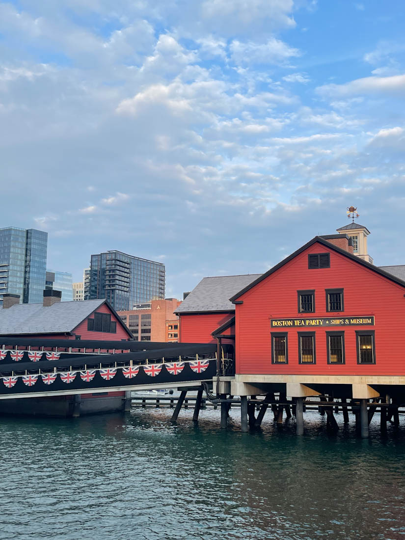 Red building a boat at Boston Tea Party Museum Boston in Massachusetts