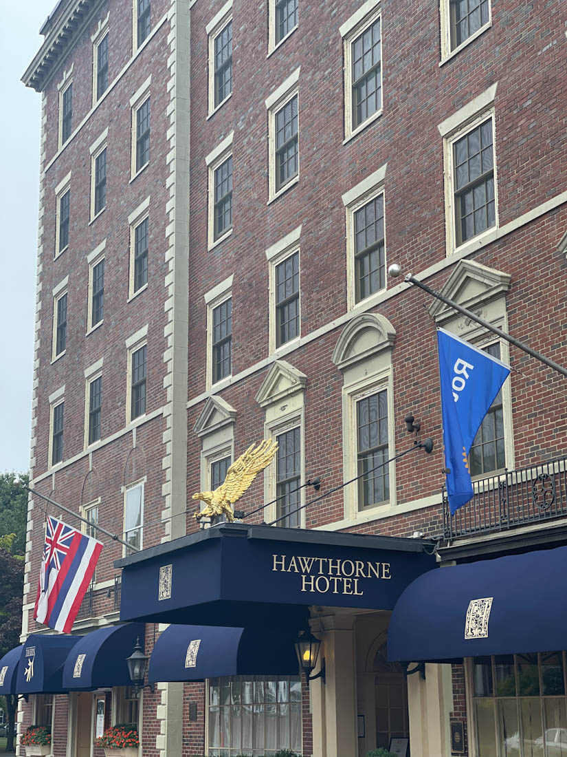 Hawthorne Hotel entrance in Salem Massachusetts 