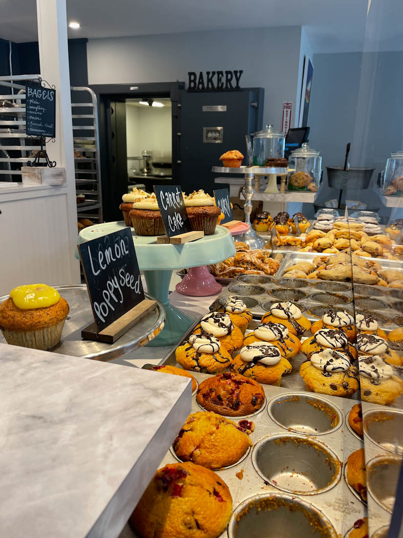 Pastries displayed at The Greenery Bakery in Ogunquit, Maine.