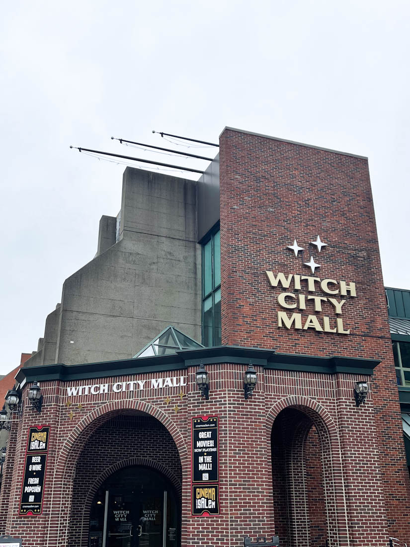 Witch City Mall Salem entrance red bricks