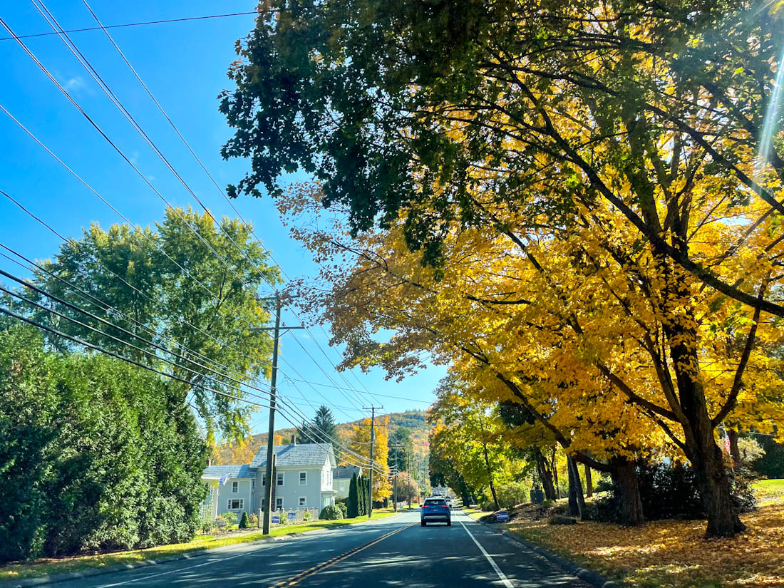 Road during fall in New Hartford, Connecticut.