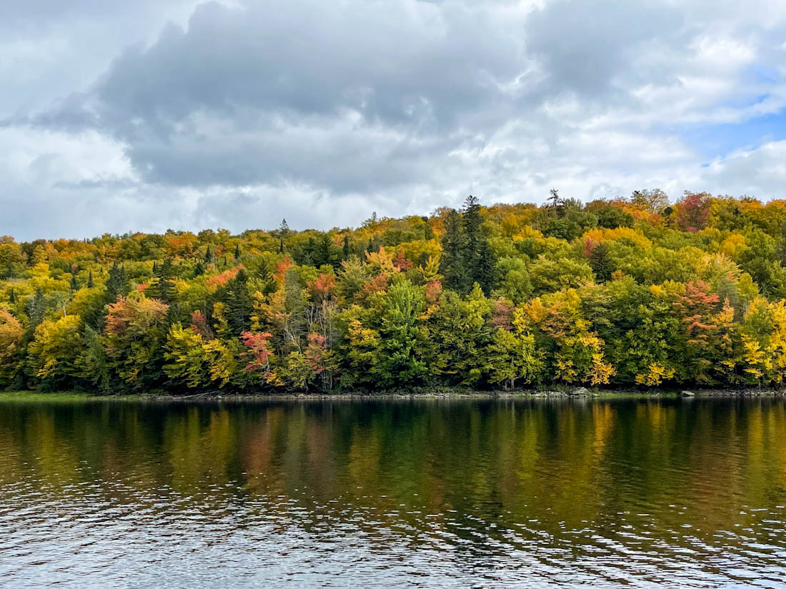 View of Lake Francis State Park, New Hampshire during the fall season.