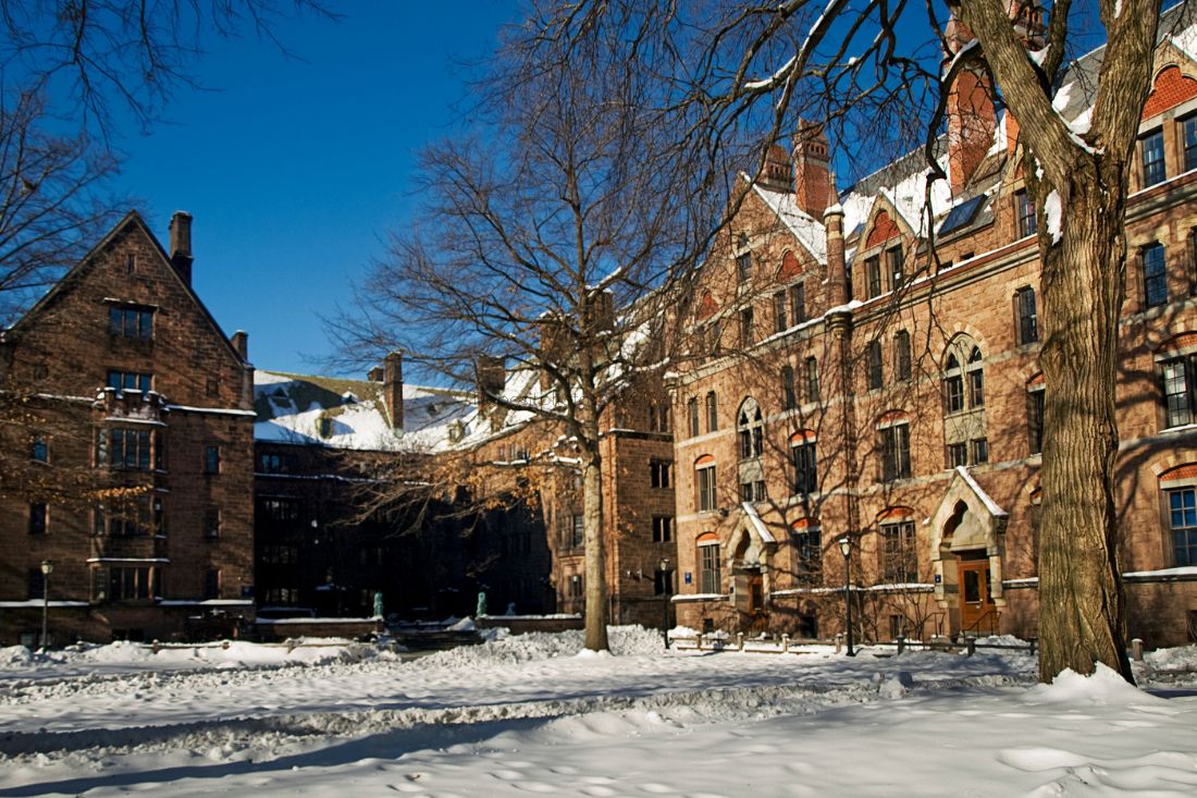 Old Yale Campus in winter in New Haven, Connecticut.