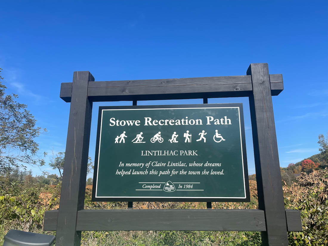 Stowe Recreation Path sign in Vermont