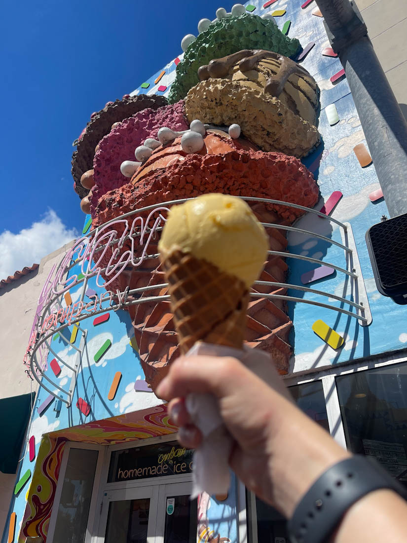 Ice cream in front of Azucar Little Havana Miami 