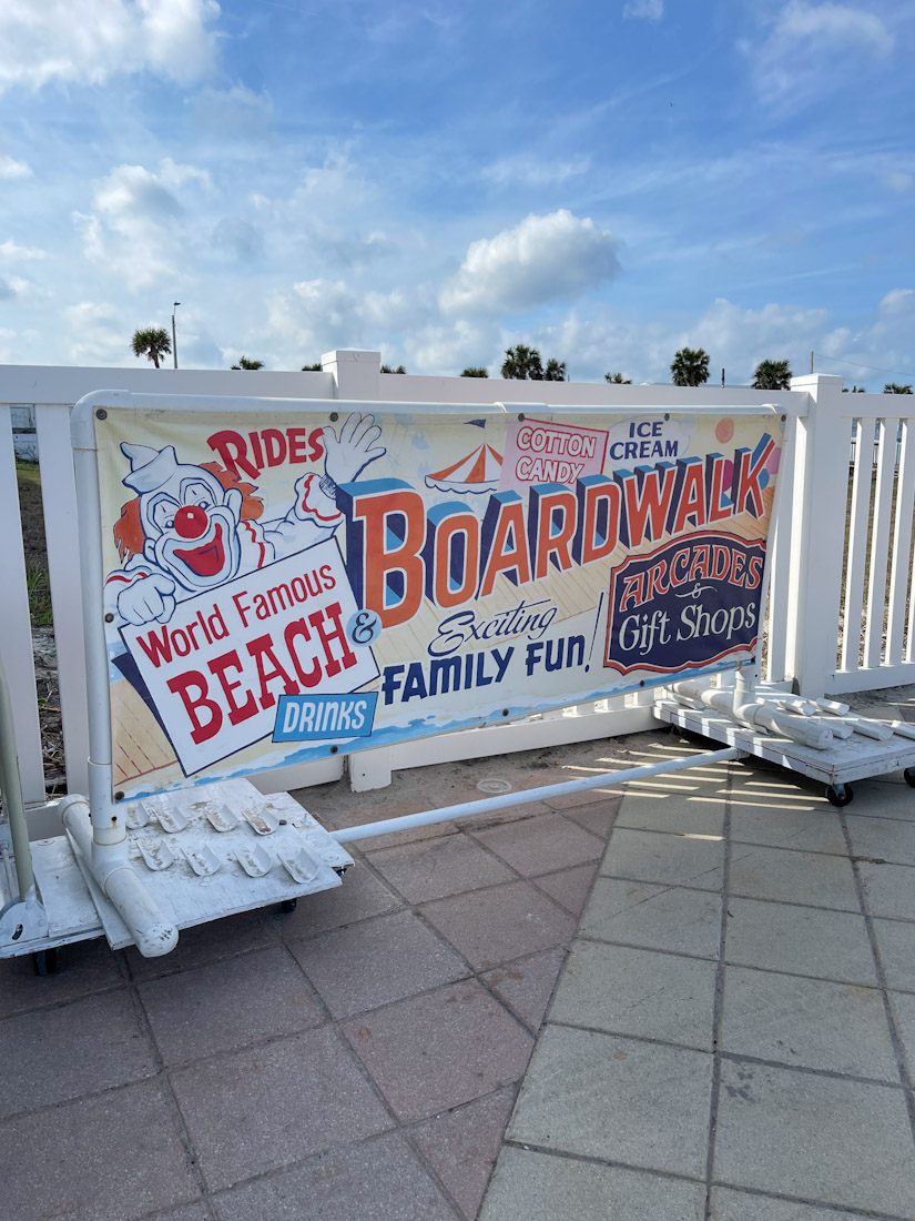 Boardwalk sign info Daytona Beach Florida
