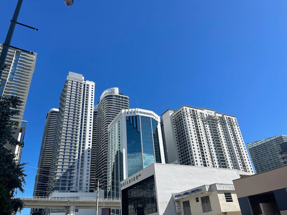 Brickell skyscraper and Miamimover Miami Florida