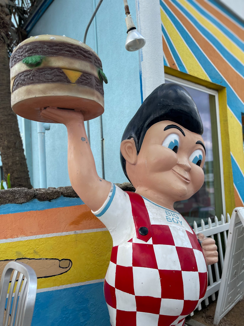 Whaam Burger statue holding a burger at Flagler Beach Florida