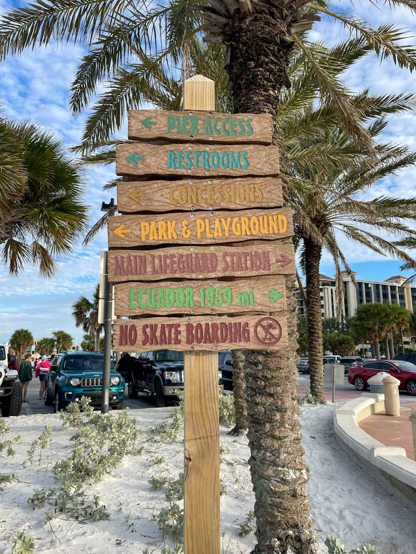 Clearwater Beach signs in Florida