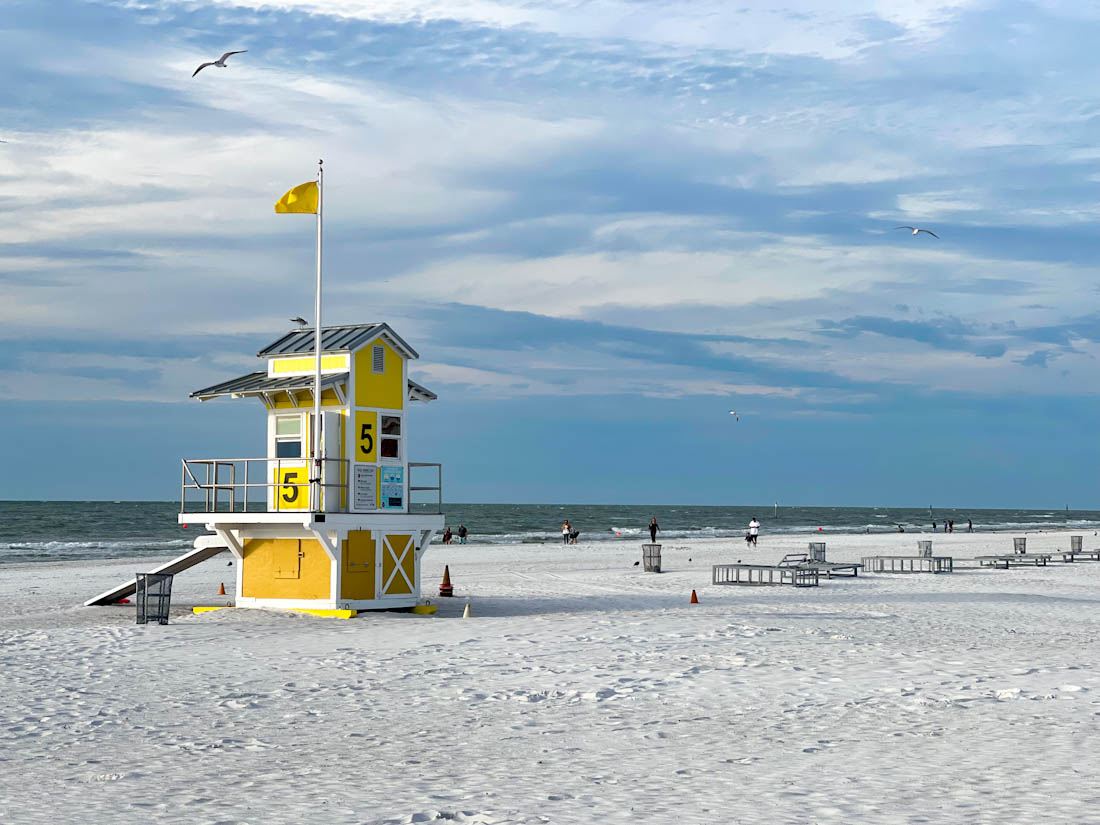 Clearwater Beach yellow hut in Florida.