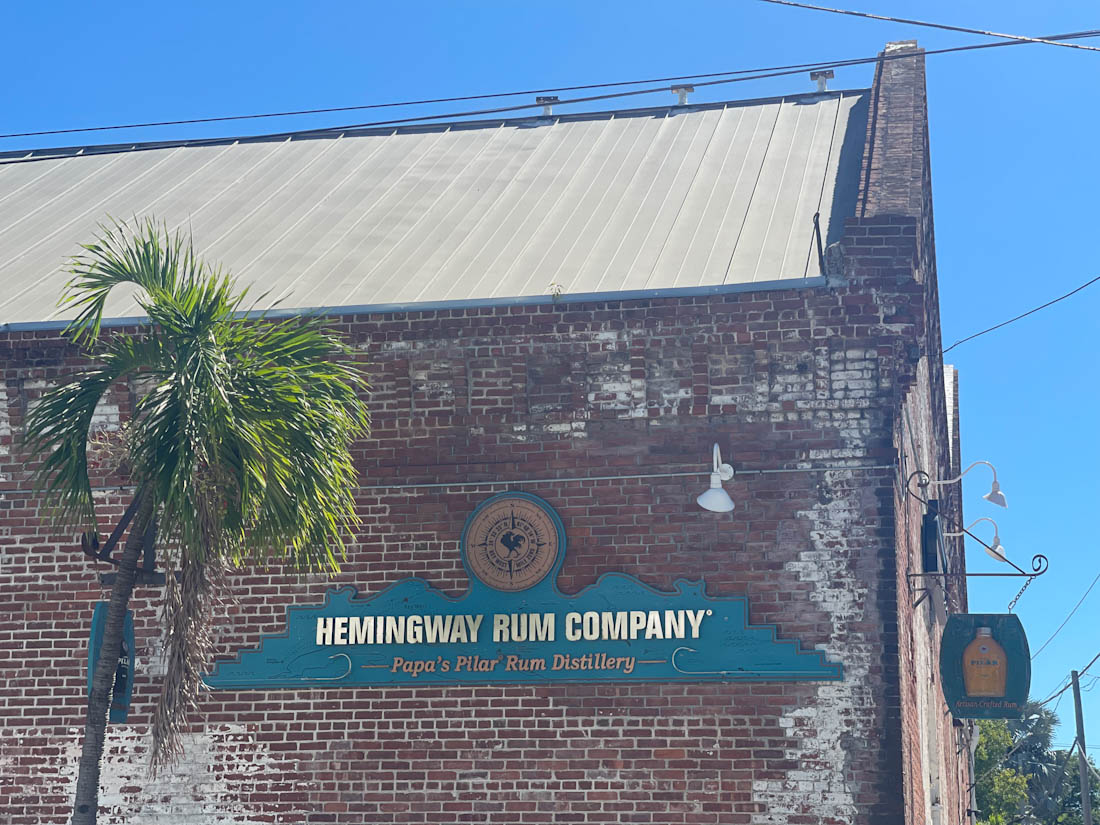 Papa’s Pilar Rum Distillery, sign says Hemingway Rum Company