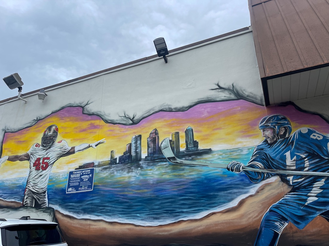 Hockey football mural Downtown Tampa Florida